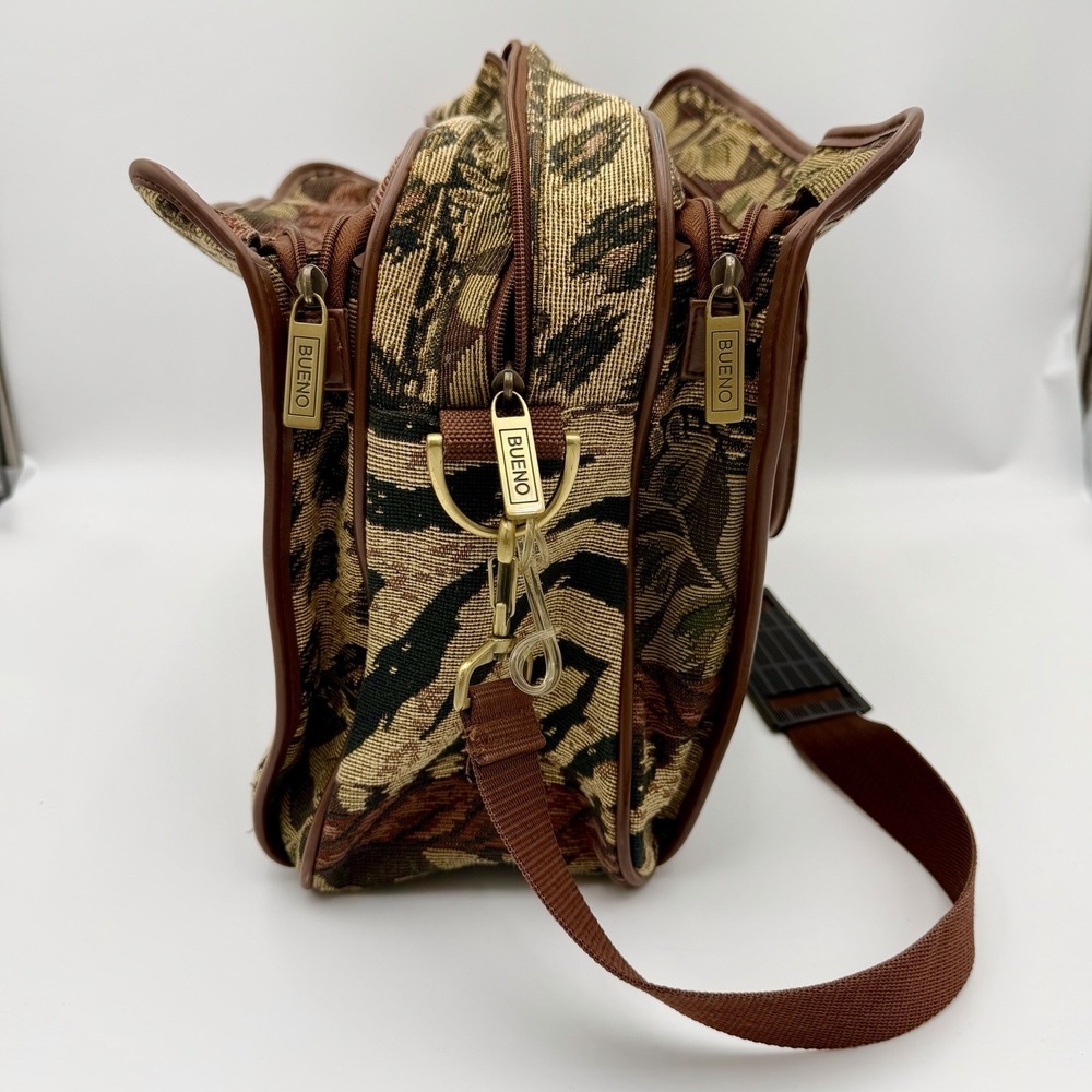 Bueno Safari Tapestry Zebra Leopard Travel Bag Weekender Carry On Duffle Vintage - Picture 2 of 16